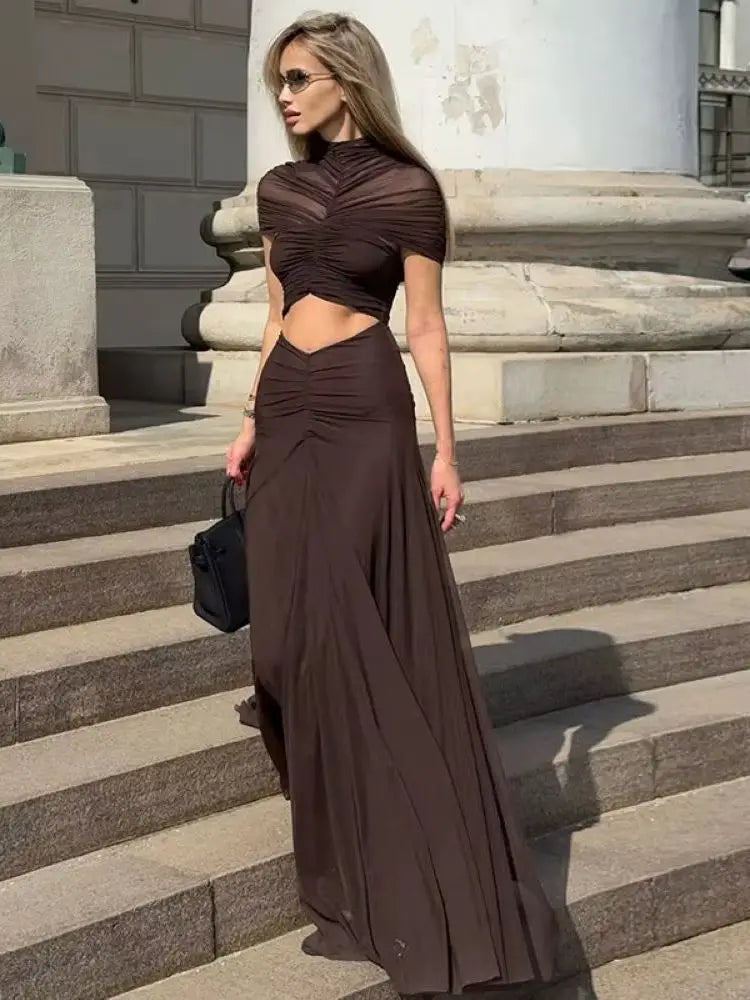 Ruched Cutout Maxi Dress