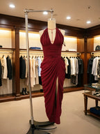 Ruched Halter Evening Gown