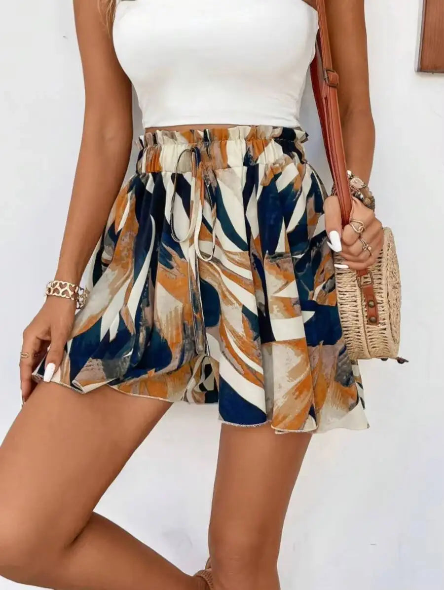 Printed Wide-Leg Shorts
