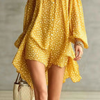 Olive Polka Dot Cold-Shoulder Dress
