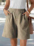 Buttoned Linen Bermuda Shorts