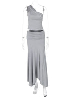 One Shoulder Midi Skirt Set