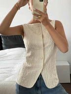 Textured Button-Front Blouse