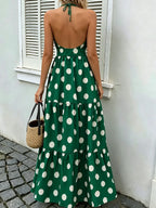 Polka Dot Halter Maxi Dress