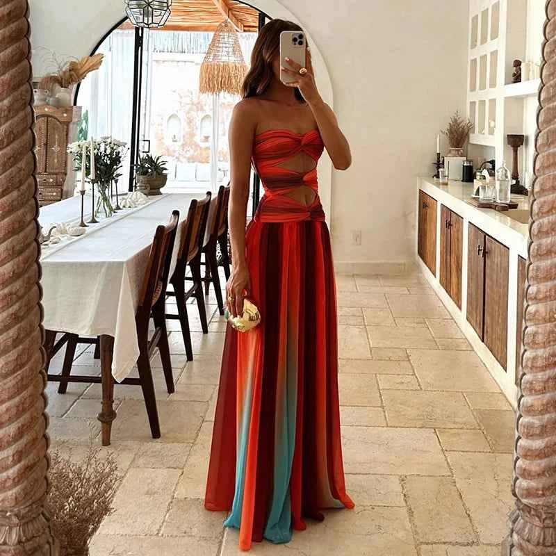 Strapless Ruched Maxi Dress