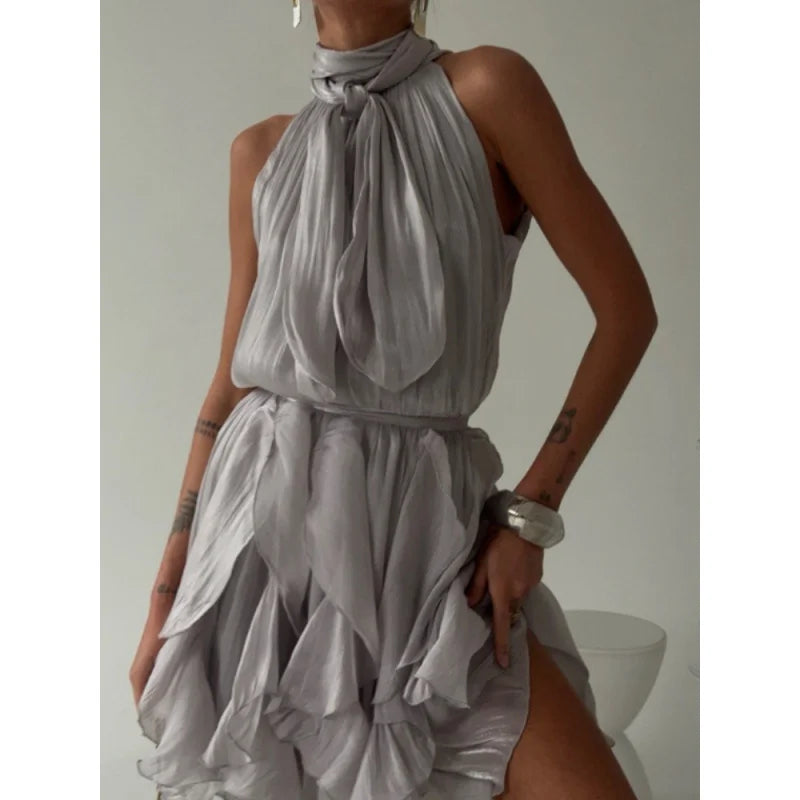 Draped Halter Mini Dress