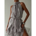Draped Halter Mini Dress