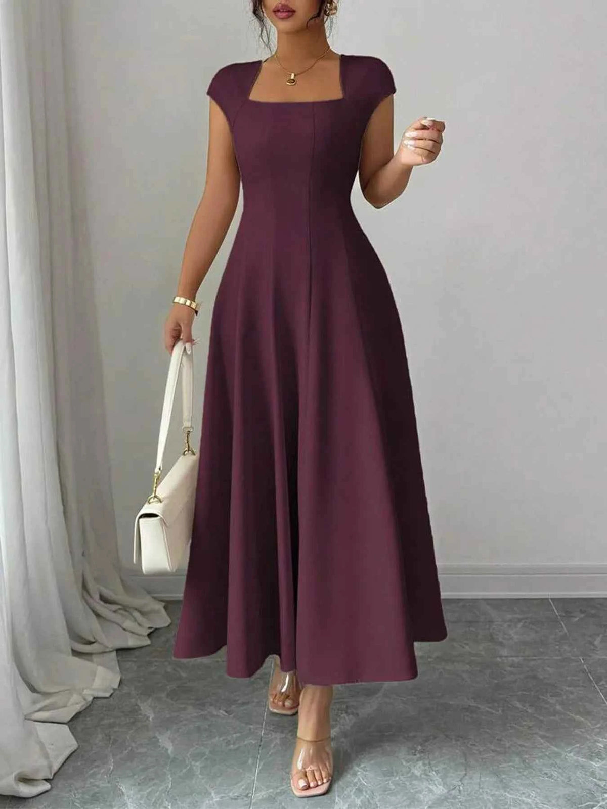 Square Neck Midi Dress