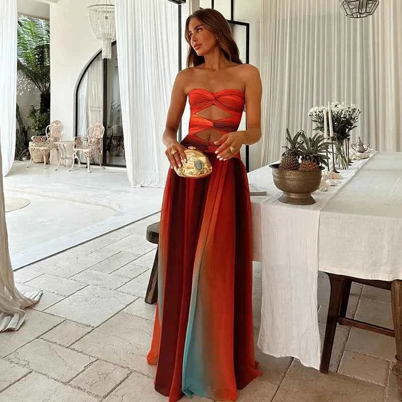 Strapless Ruched Maxi Dress