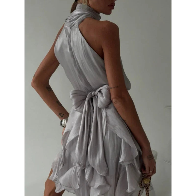 Draped Halter Mini Dress