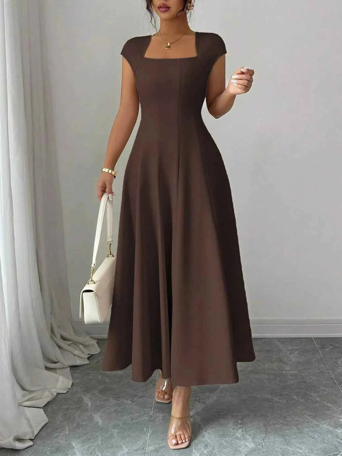 Square Neck Midi Dress