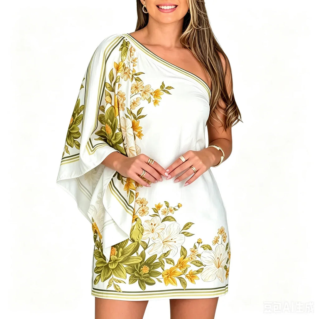 Floral One-Shoulder Mini Dress