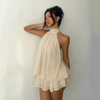 Halter Neck Ruffle Mini Dress