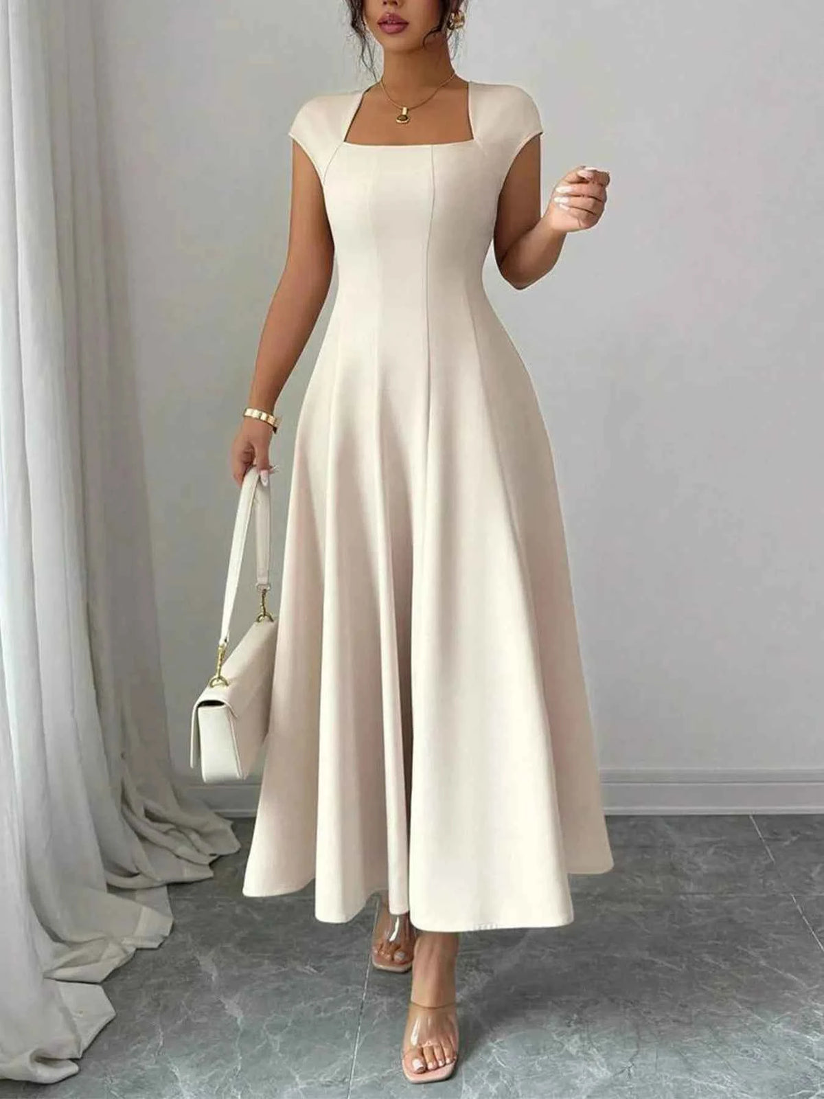 Square Neck Midi Dress