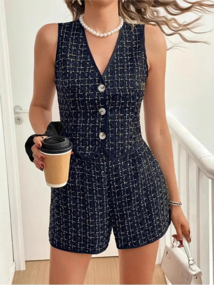 Tailored Plaid Shorts Co-Ord