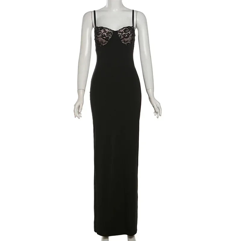Lace Backless Evening Maxi Dress