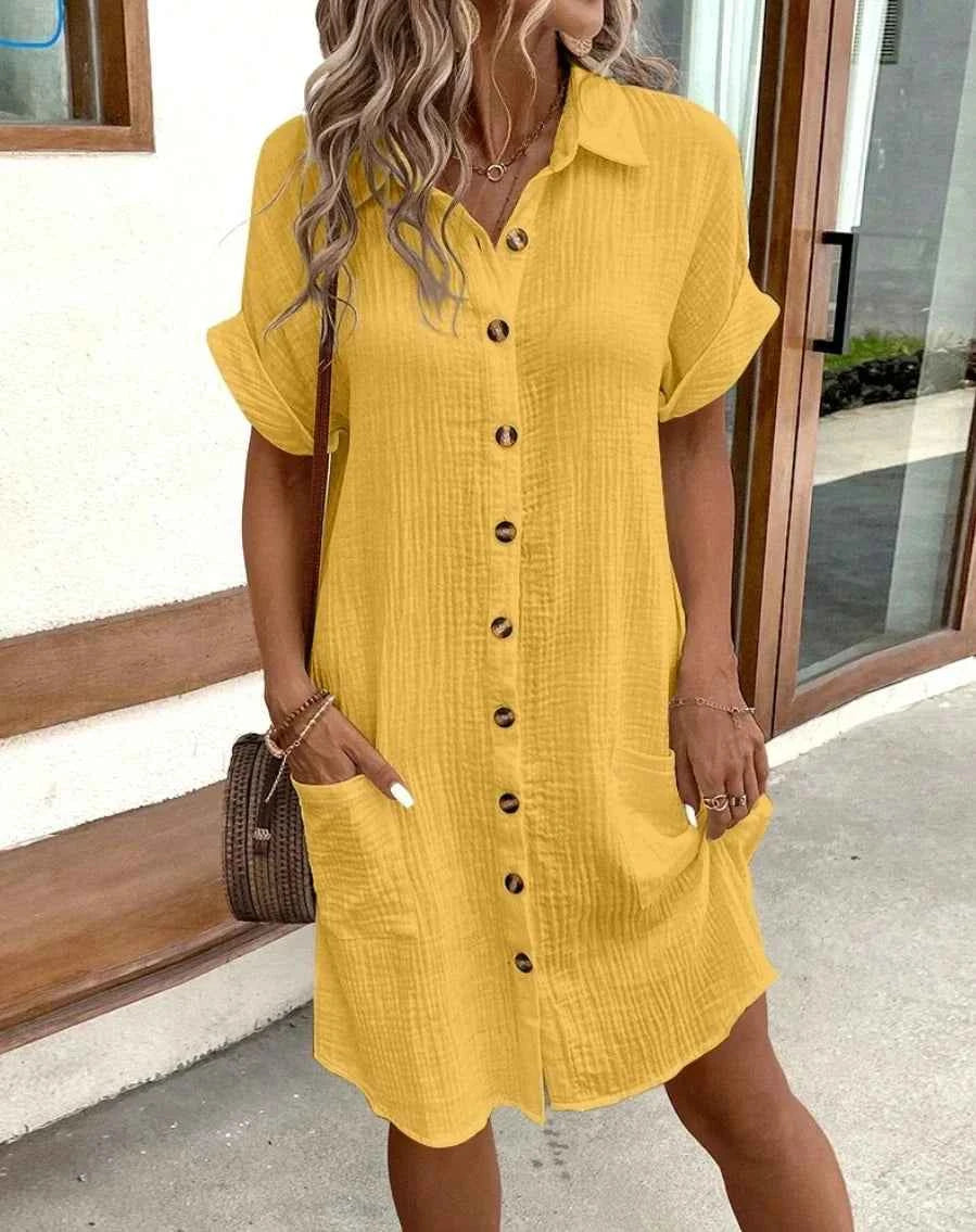 Relaxed Button Front Shirt Dress