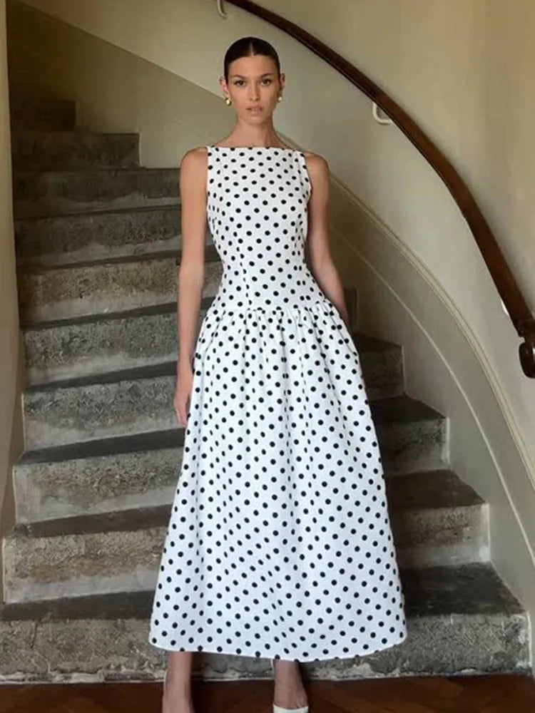 Polka Dot A-Line Midi Dress