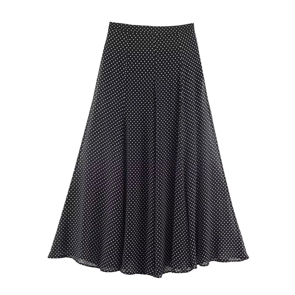 Polka-Dot Chiffon Skirt Set