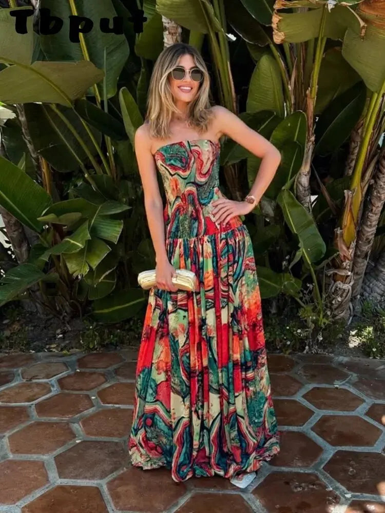 Strapless Fit And Flare Maxi Dress