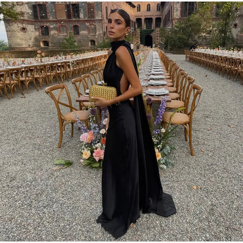 Backless Halter Evening Gown