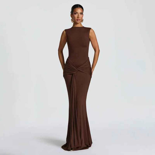 Draped Backless Evening Dress