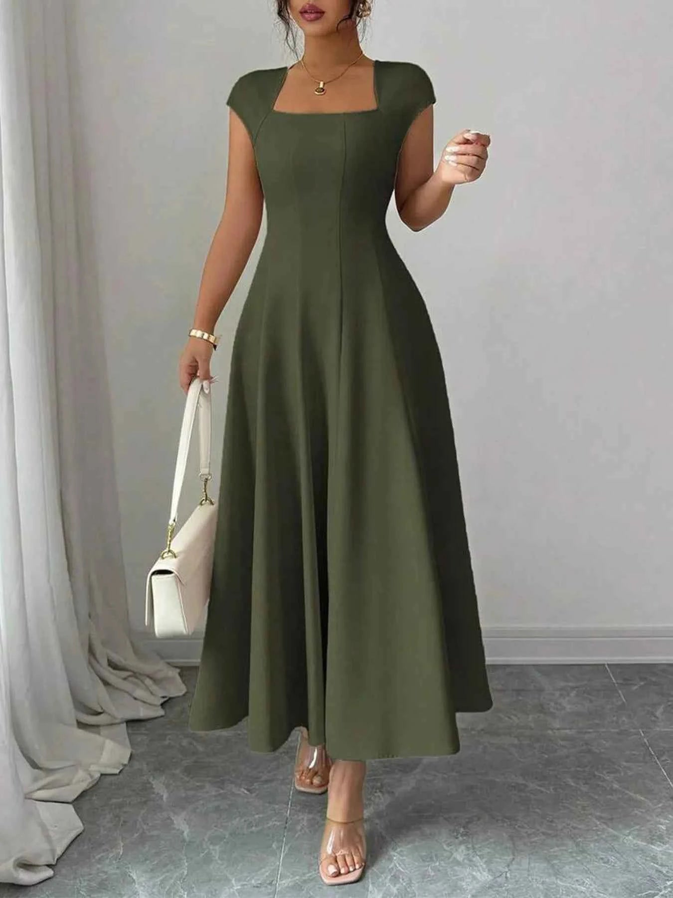 Square Neck Midi Dress