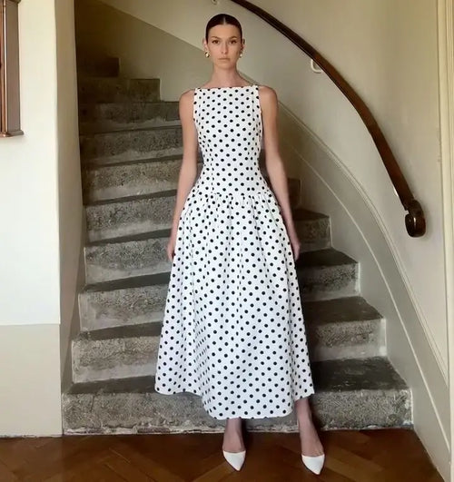 Polka Dot A-Line Midi Dress