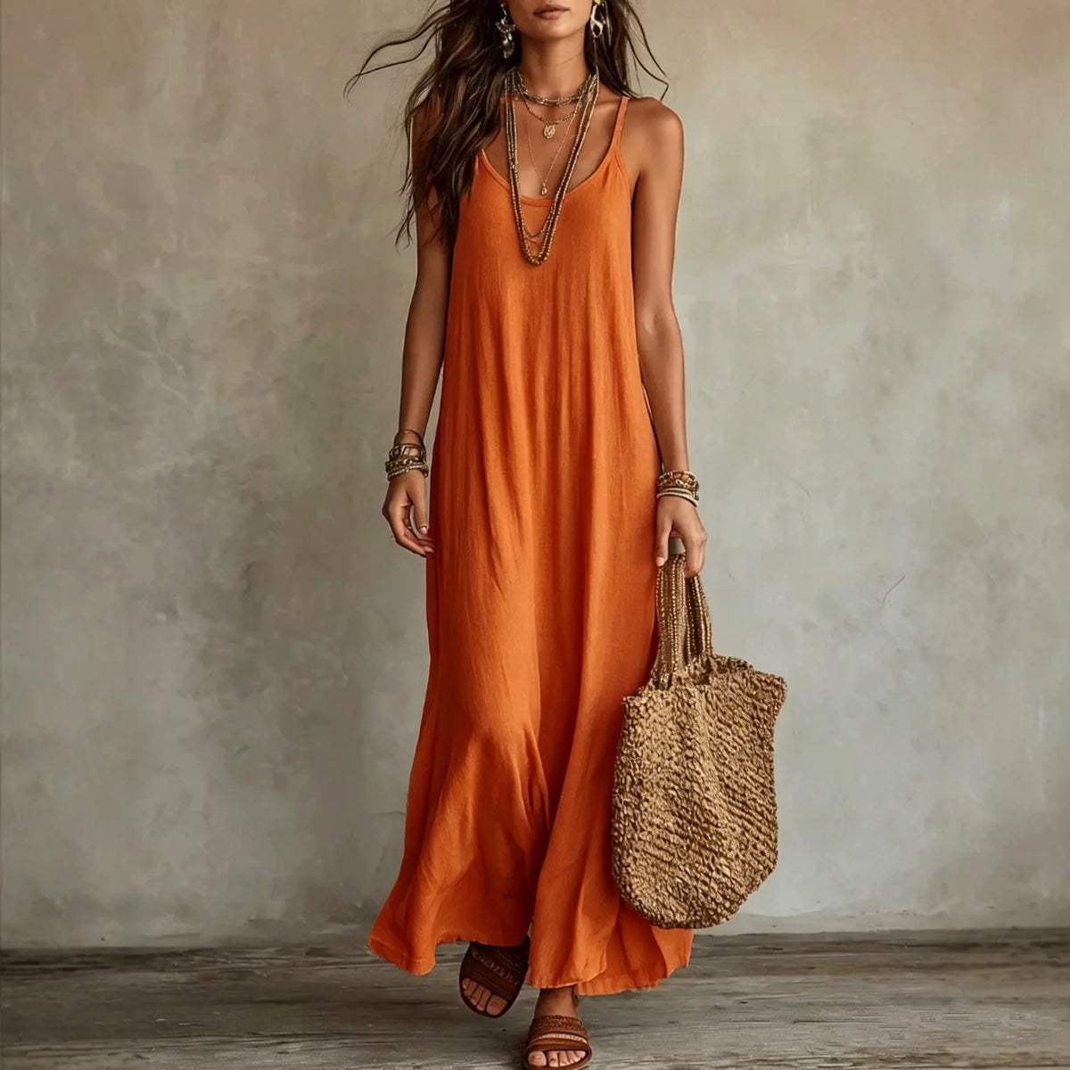Layered Neckline Maxi Dress