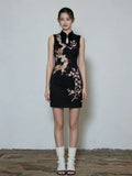 Dragon Motif Cheongsam Mini Dress