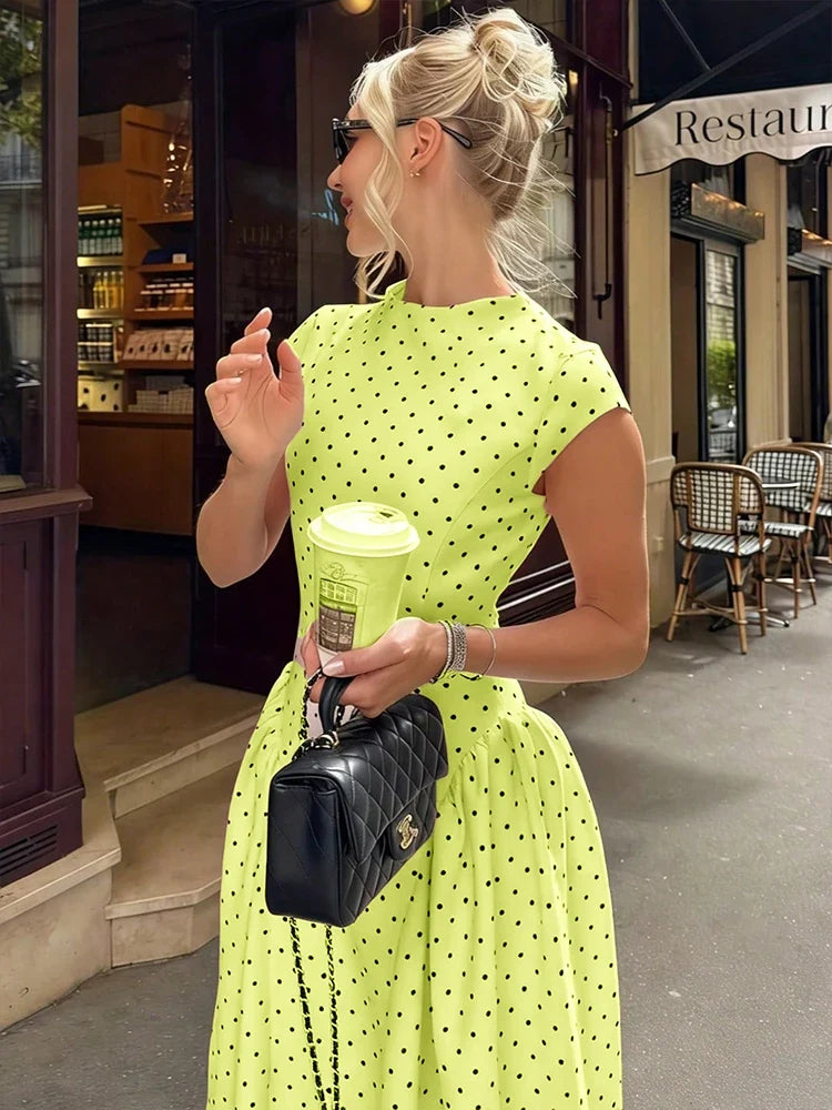 Polka Dot Fit-And-Flare Maxi Dress