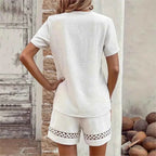 Lace Trim Shorts Set