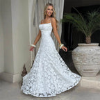 Floral Backless Evening Dress