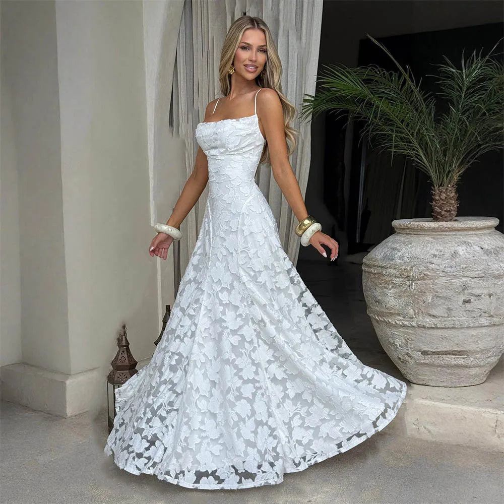 Floral Backless Evening Dress