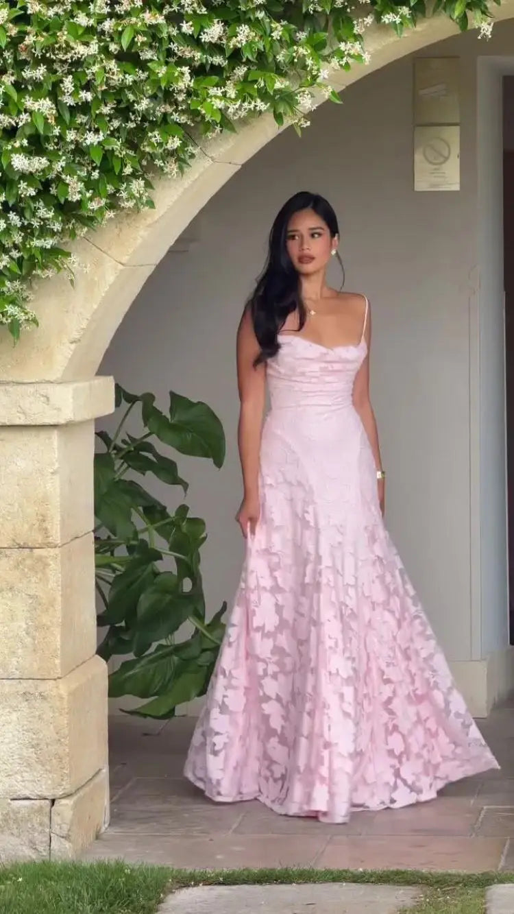 Floral Backless Evening Dress
