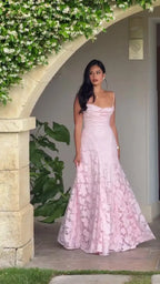 Floral Backless Evening Dress