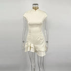 High Neck Ruffle Mini Dress