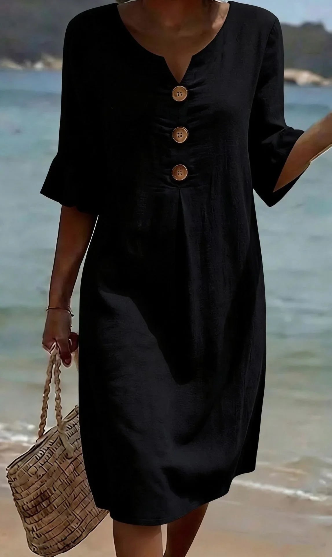 Relaxed Knee-Length Shift Dress