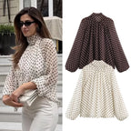 Polka Dot Puff Sleeve Blouse