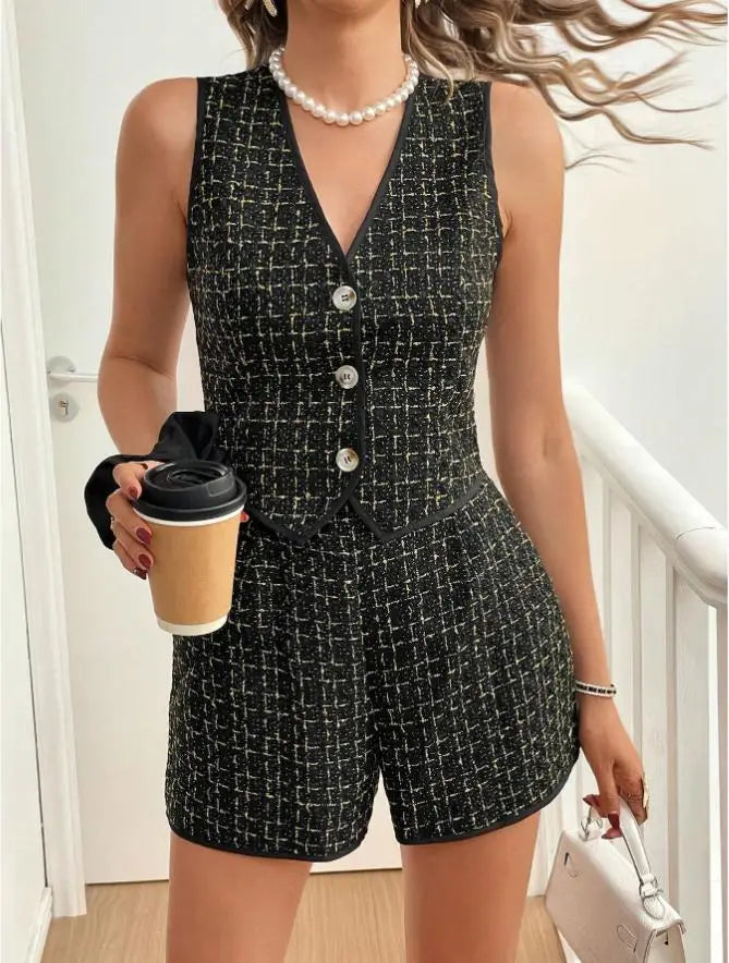 Tailored Plaid Shorts Co-Ord