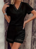 Lace Trim Shorts Set