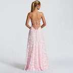 Floral Backless Evening Dress