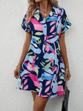 Printed Button Front Shirt Dress