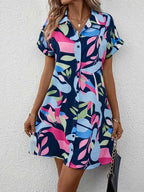 Printed Button Front Shirt Dress