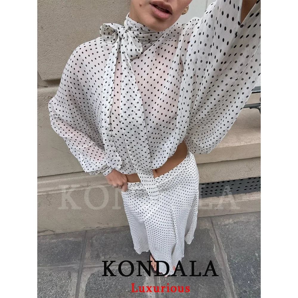 Polka-Dot Chiffon Skirt Set