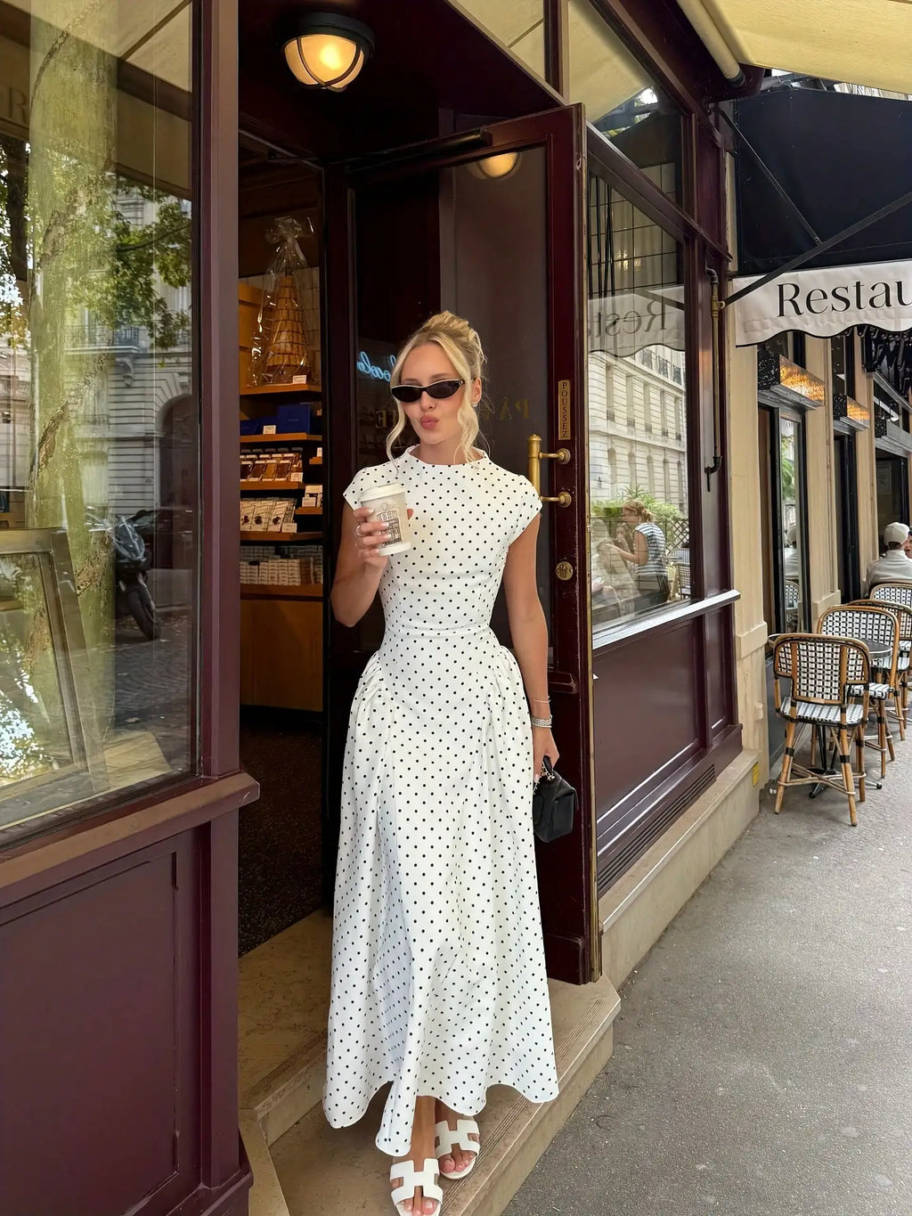 Polka Dot Fit-And-Flare Maxi Dress
