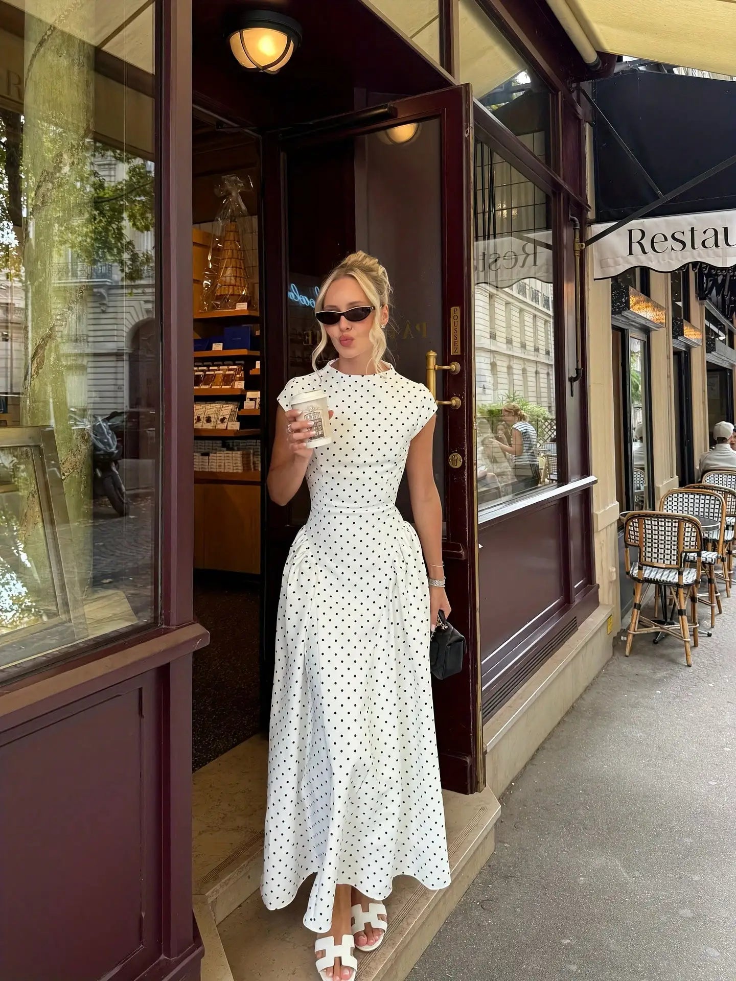 Polka Dot Fit-And-Flare Maxi Dress