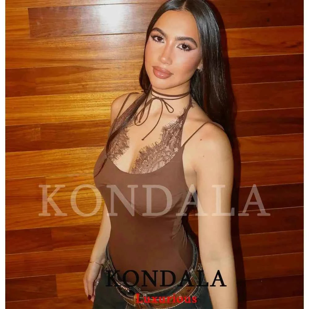 Floral Lace Halter Bodysuit