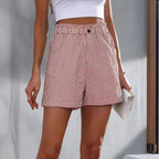 New summer casual pocket striped casual shorts women's wear