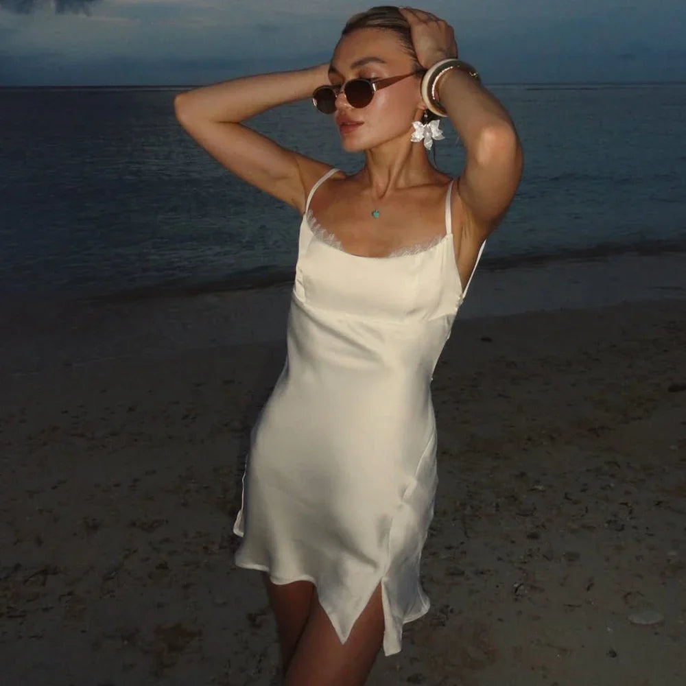 Ivory Lace Trim Slip Dress